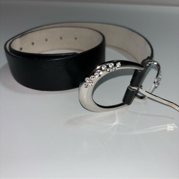 WHBM Black Leather Belt Size XS